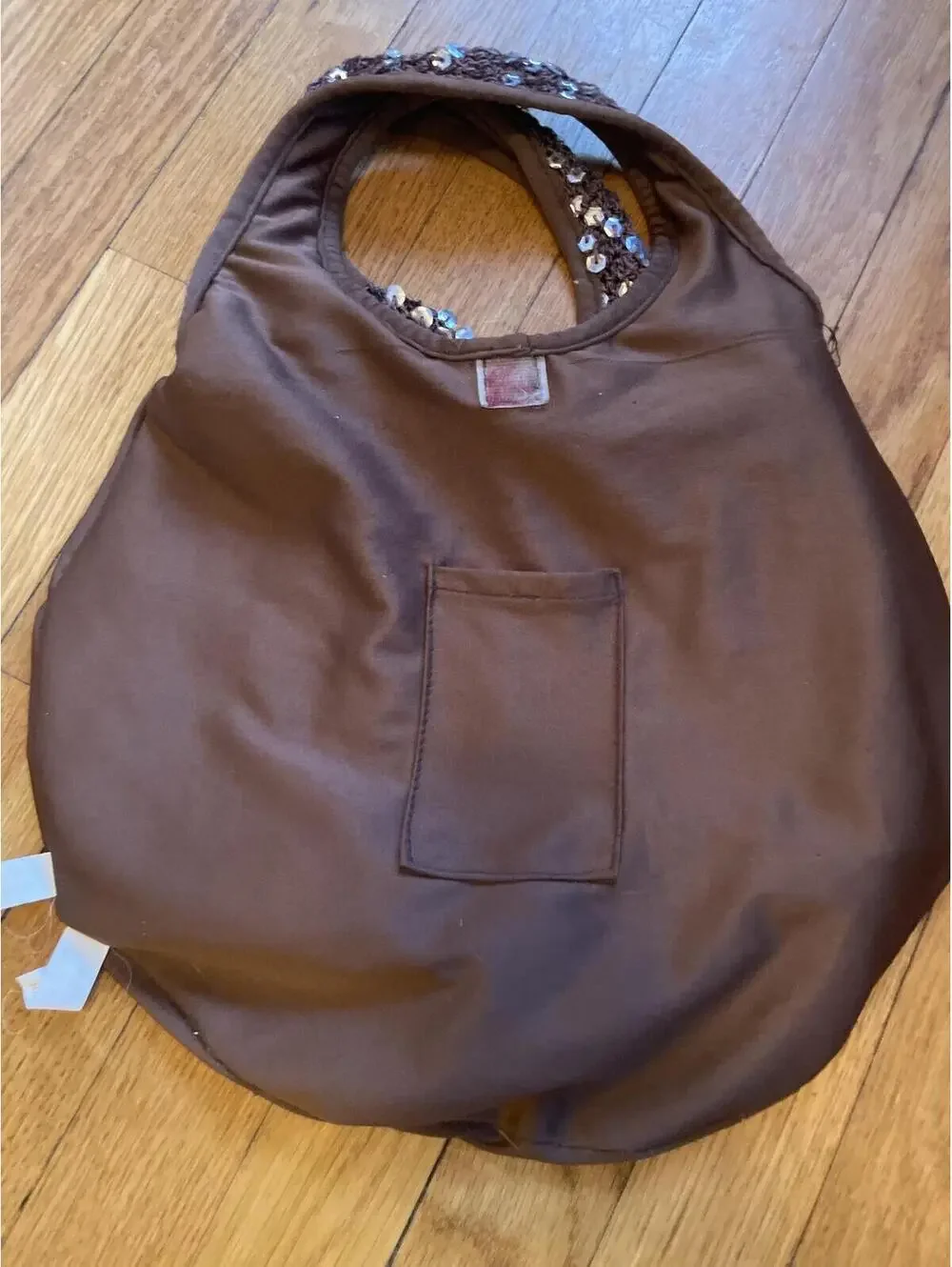 Y2K Brown Bronze Sequin Slouchy Hobo Shoulder Bag Purse Metallic Copper